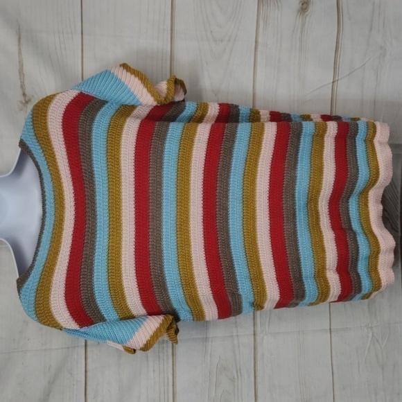 Women's Knitted Flutter Sleeve V-Neck Sweater Top, Size Large - Picture 6 of 7